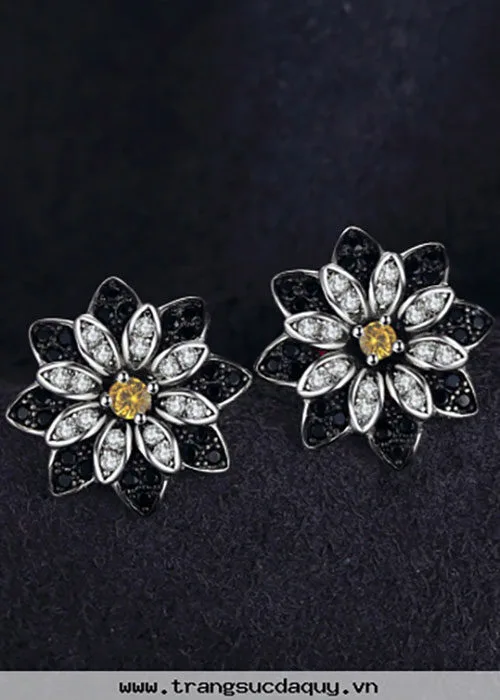 Bông Tai Daisy Thạch Anh Khói BTQK3