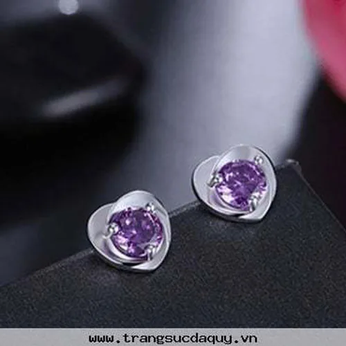 Bông Tai Thạch Anh Tím