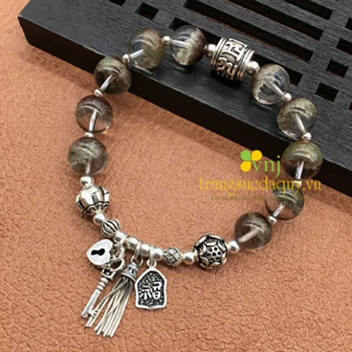 Vòng Tay Thạch Anh Khói Mix Charm