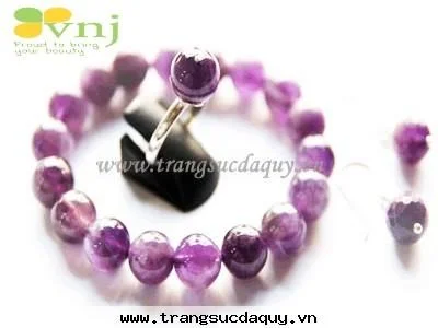 Bộ Trang Sức Đá Thạch Anh Tím MDQT12