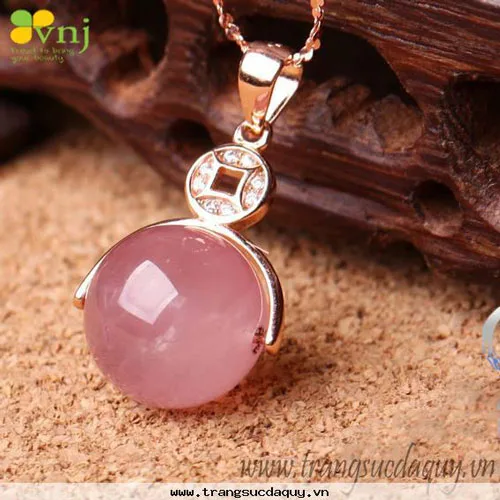 Mặt dây chuyền đá thạch anh hồng MK8183