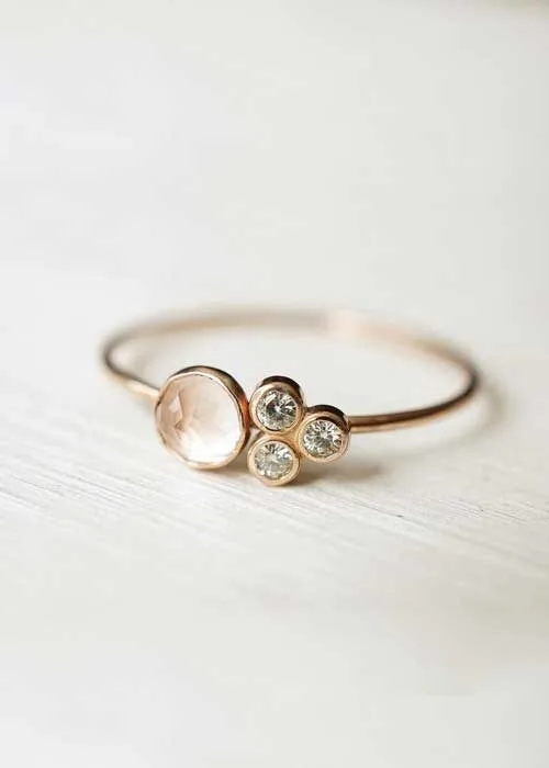 Nhẫn đá thạch anh hồng  NWQH6