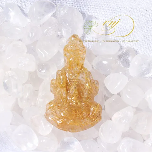 Quan Âm Bồ Tát Thạch Anh Tóc Vàng 