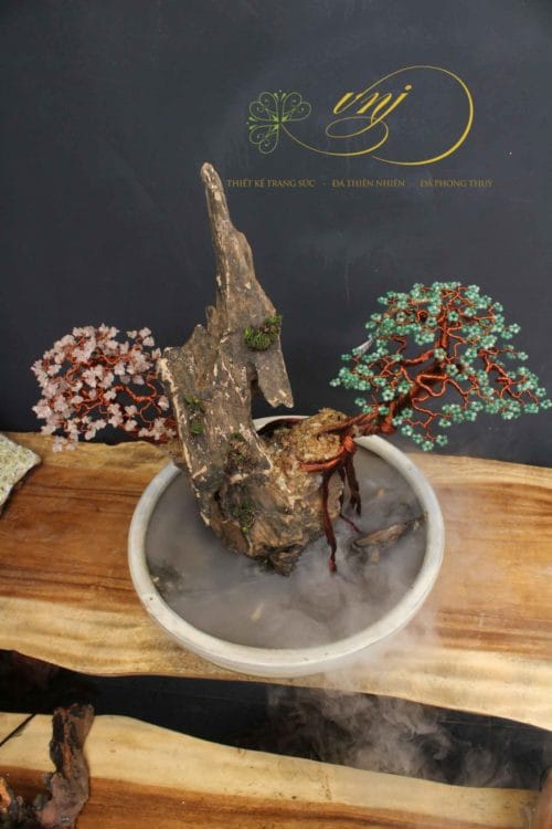 Bonsai Thạch Trắng Và Đá Amazonite Lũa Phặng CBS-B006