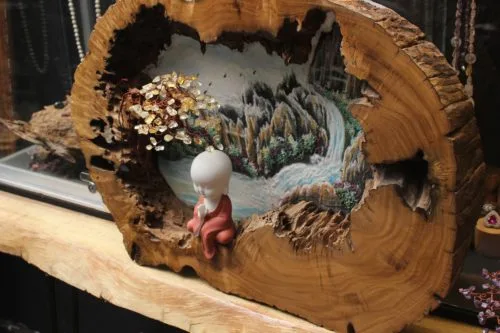 Tranh Đá Quý Lũa Tự Nhiên Kết Hợp Bonsai Đá Quý TBS-T001