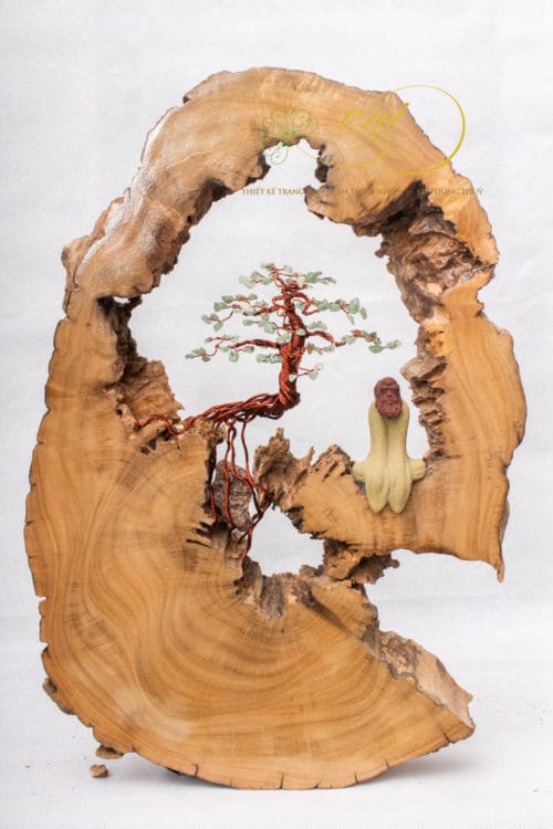 Bonsai Lũa Treo Tường Đá Quý Thạch Anh Xanh LBS-T004