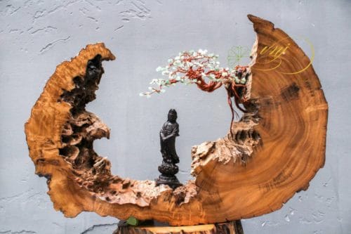 Lũa Treo Tường BonSai Đá Quý Đá Thạch Anh Xanh LBS -T002