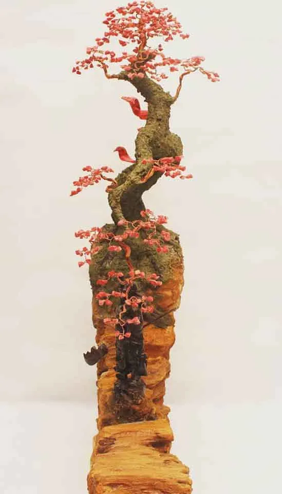 Lũa Treo Tường BonSai Tượng Quan Công Đá San Hô Đỏ LBS -T006 - Ảnh 2