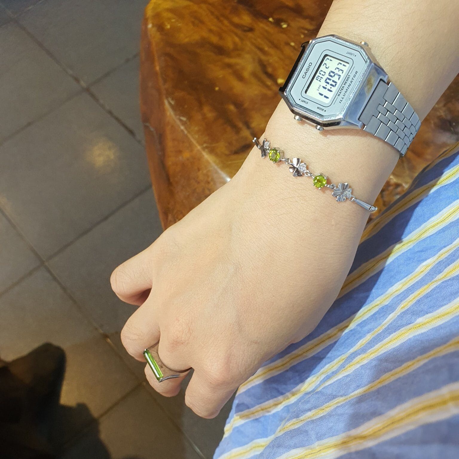 Lắc Tay Đá Peridot Cỏ 4 Lá LTP2