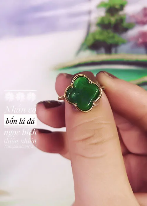 Nhẫn Ngọc Bích Cỏ 4 Lá