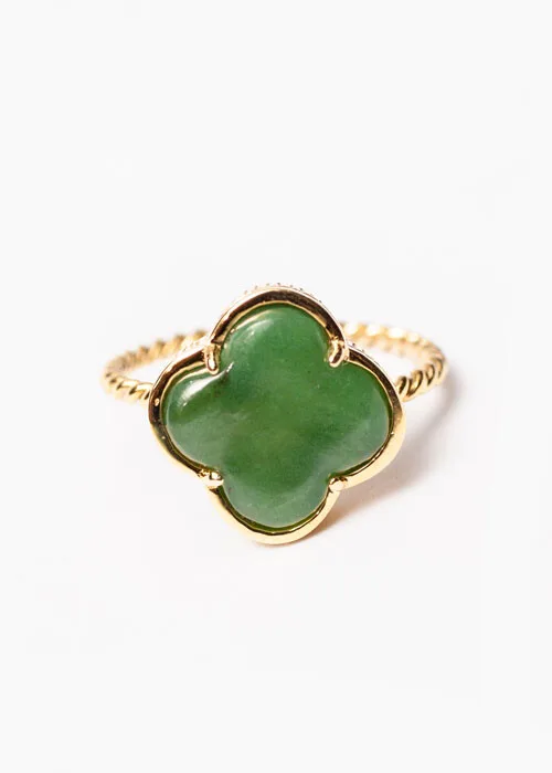 Nhẫn Ngọc Bích Cỏ 4 Lá 