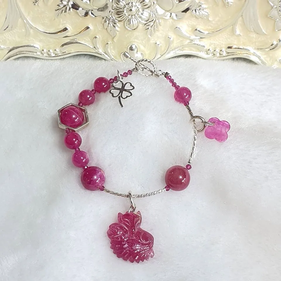 Vòng tay Ruby Mix Charm bạc 925