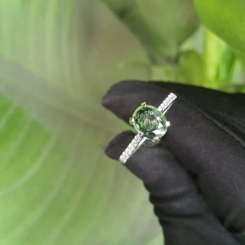 Nhẫn Đá Sapphire Green Vàng Trắng