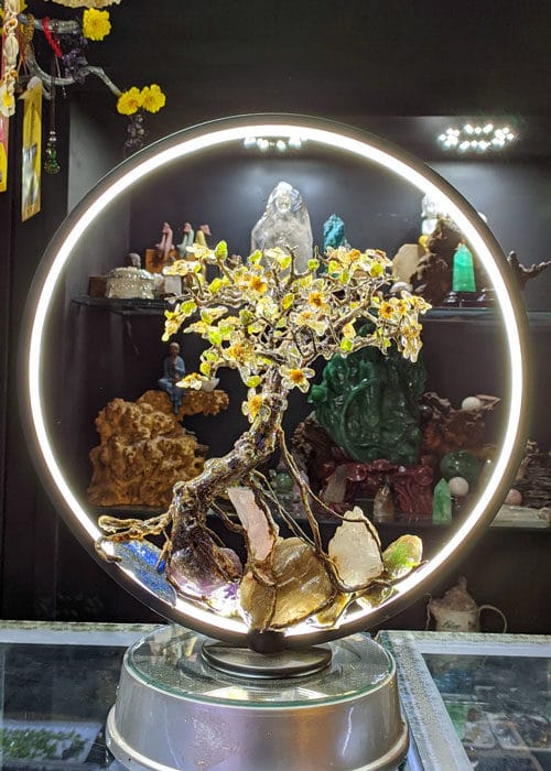 Tiểu cảnh bonsai trên đá led viền sáng cao cấp