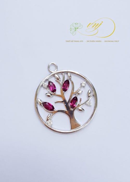 Charm - Mặt Dây Tree Of Life Đá Garnet CDG1