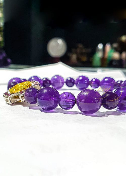 Chuỗi Vòng Mân Côi Thạch Anh Tím Đá Mix Charm Thánh Giá