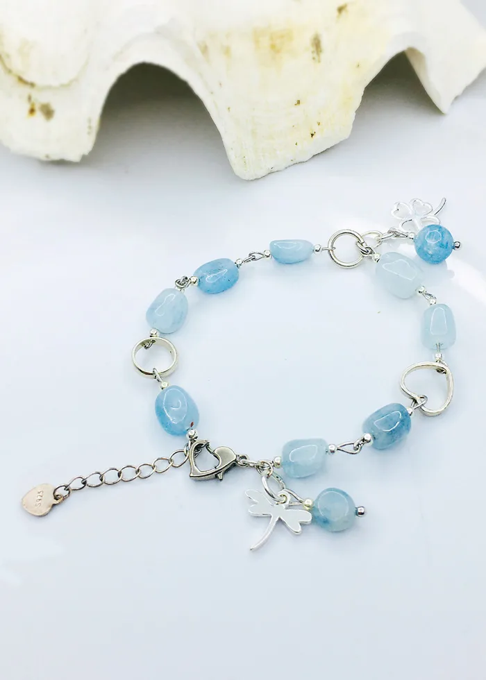 Vòng tay aquamarine mix charm