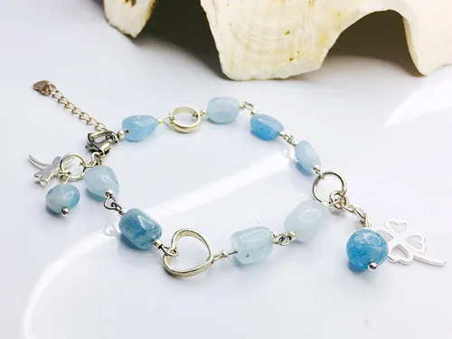 Vòng tay aquamarine mix charm