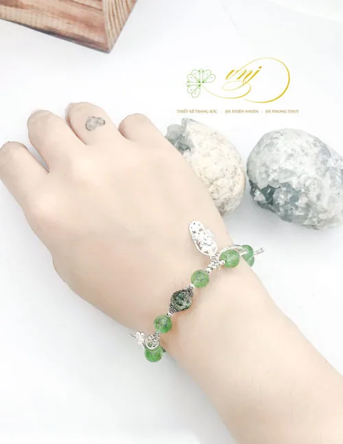 vòng tay thạch anh dâu tây xanh 
