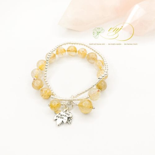 vòng charm đá thạch anh tóc vàng 
