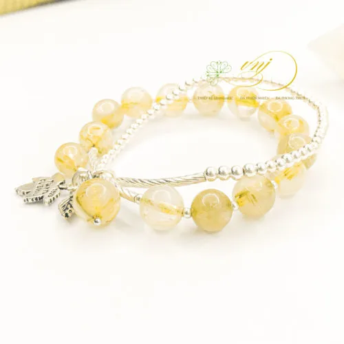 vòng charm đá thạch anh vàng 