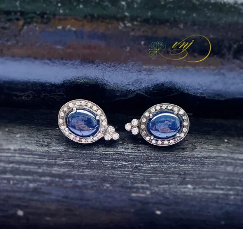 Bông Tai Bạc Đá Sapphire Blue BTS16