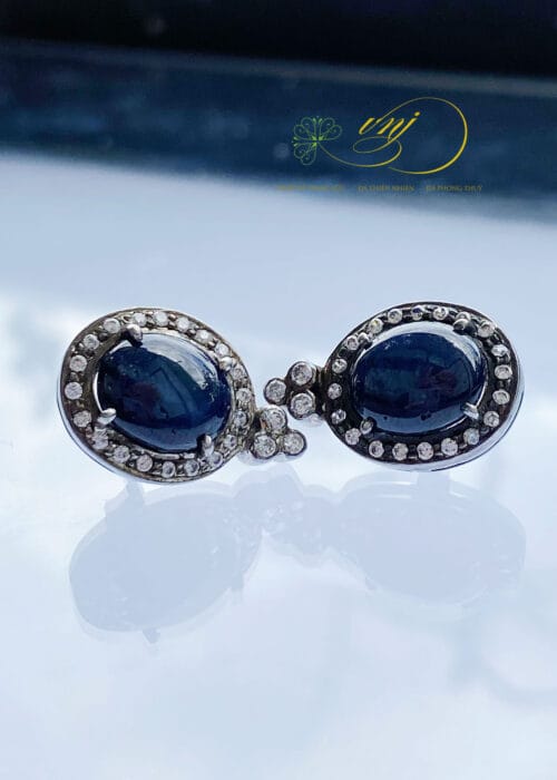 Bông Tai Bạc Đá Sapphire Blue BTS16