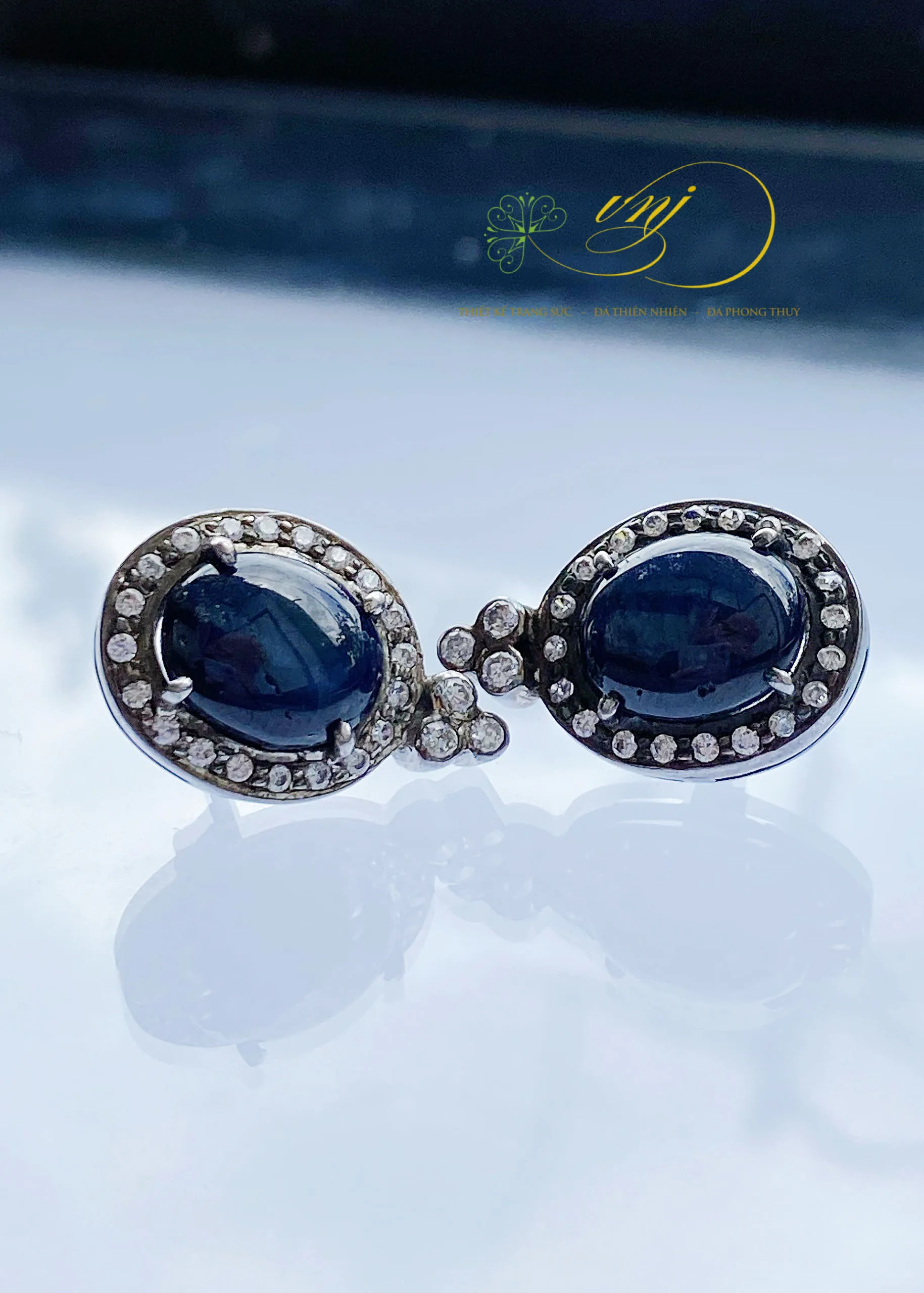 Bông Tai Bạc Đá Sapphire Blue BTS16
