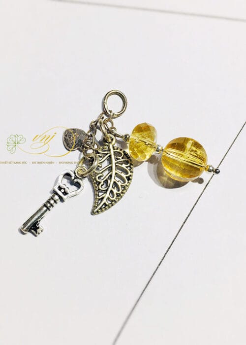 Charm Treo Đá Citrine Mix Chìa Khóa CT46