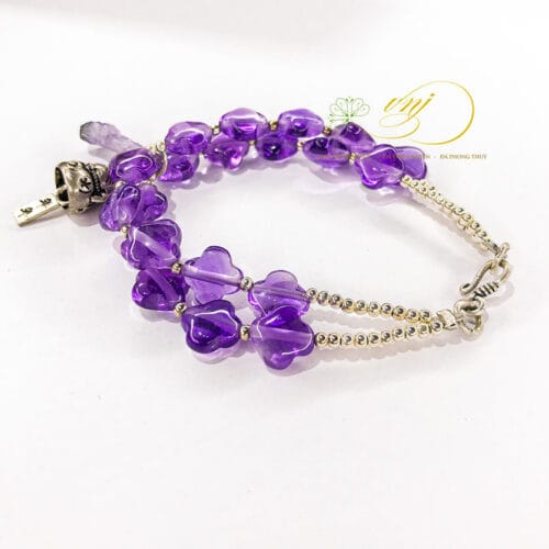 Vòng Tay Thạch Anh Tím Mix Charm