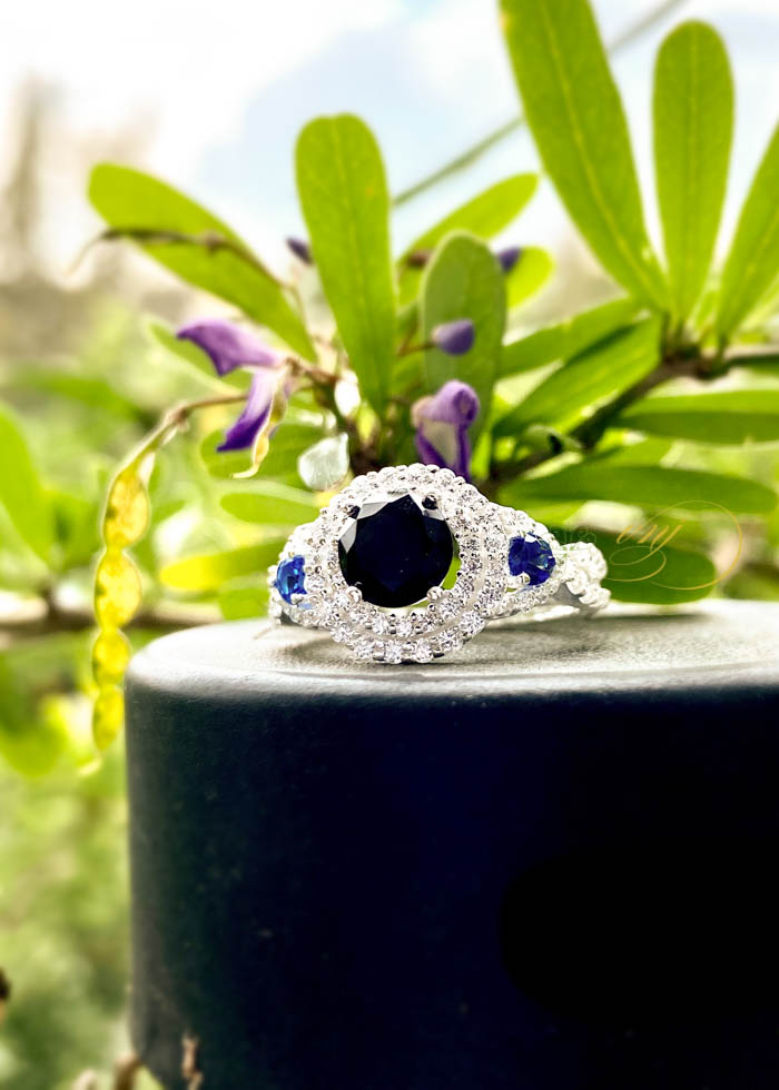 Nhẫn Bạc Đá Thiên Thạch Mix Cubic Ziconia Blue