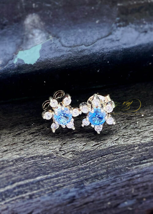 Bông Tai Đá Topaz Mix Thạch Anh