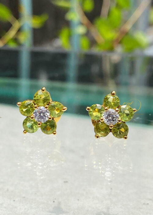 Bông Tai Peridot Mix Cubic Zirconia BTP4