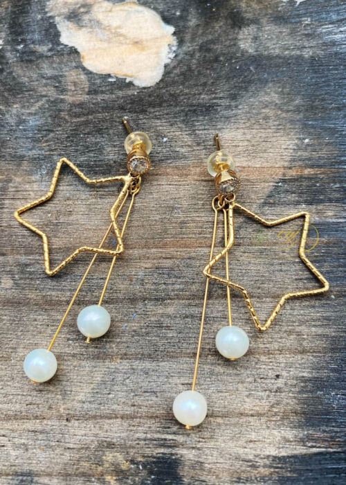 Bông Tai Ngọc Trai Mix Cubic Zirconia Ngôi Sao BTNT13