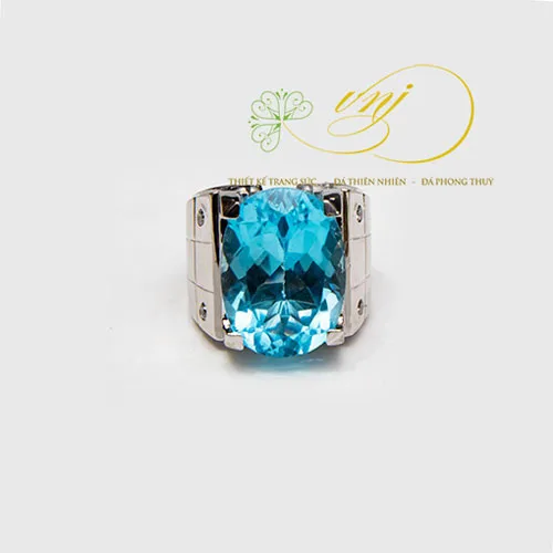 Nhẫn đá Topaz Xanh