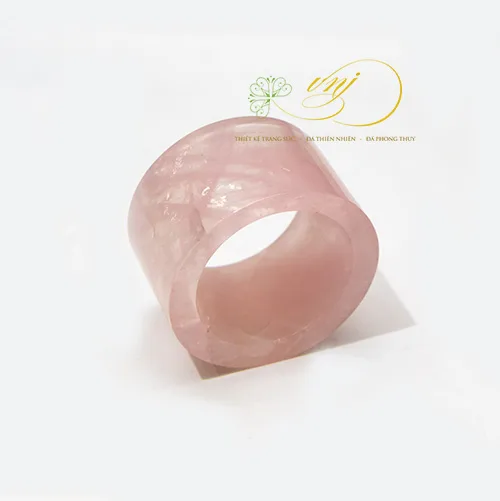 Nhẫn Thạch Anh Hồng Nguyên Khối Bản Vuông