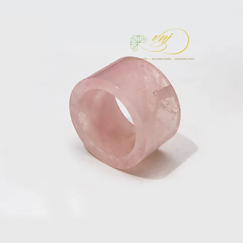 Nhẫn Thạch Anh Hồng Nguyên Khối Bản Vuông