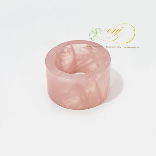 Nhẫn Thạch Anh Hồng Nguyên Khối Bản Vuông