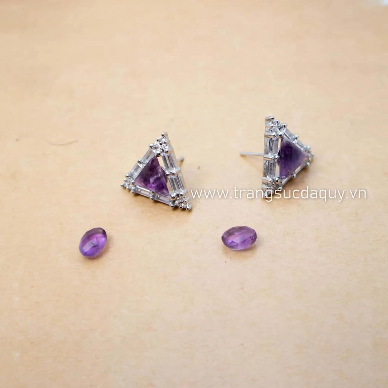 Bông Tai Thạch Anh Tím 2