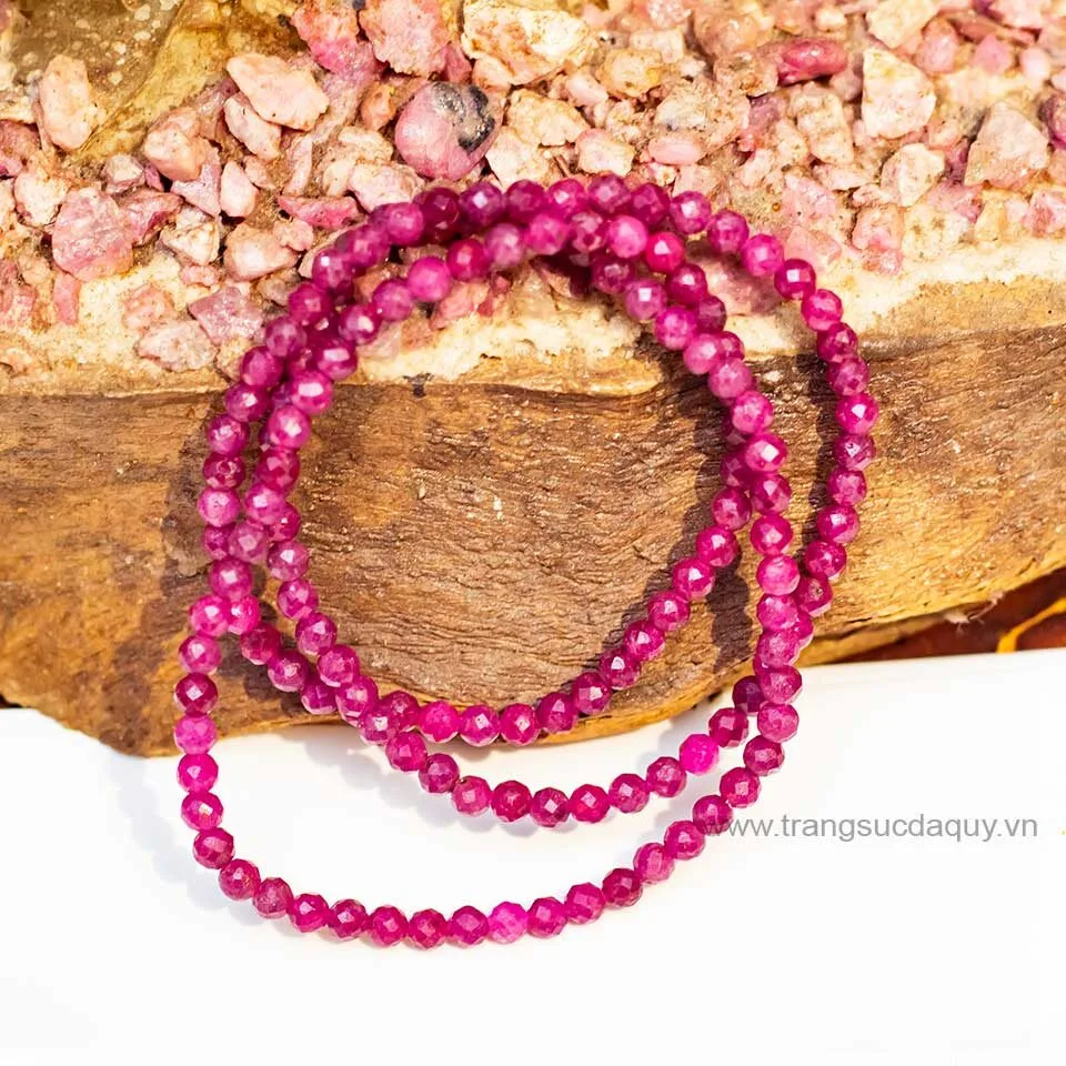 Chuỗi Vòng Ruby Thiên Nhiên Mài Giác