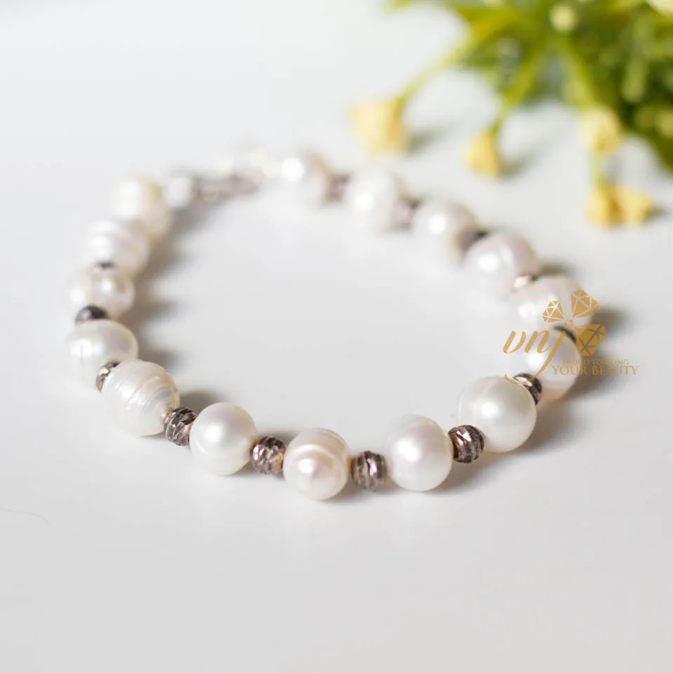 Chuỗi Vòng Ngọc Trai Mix Bi Bạc VCNT2