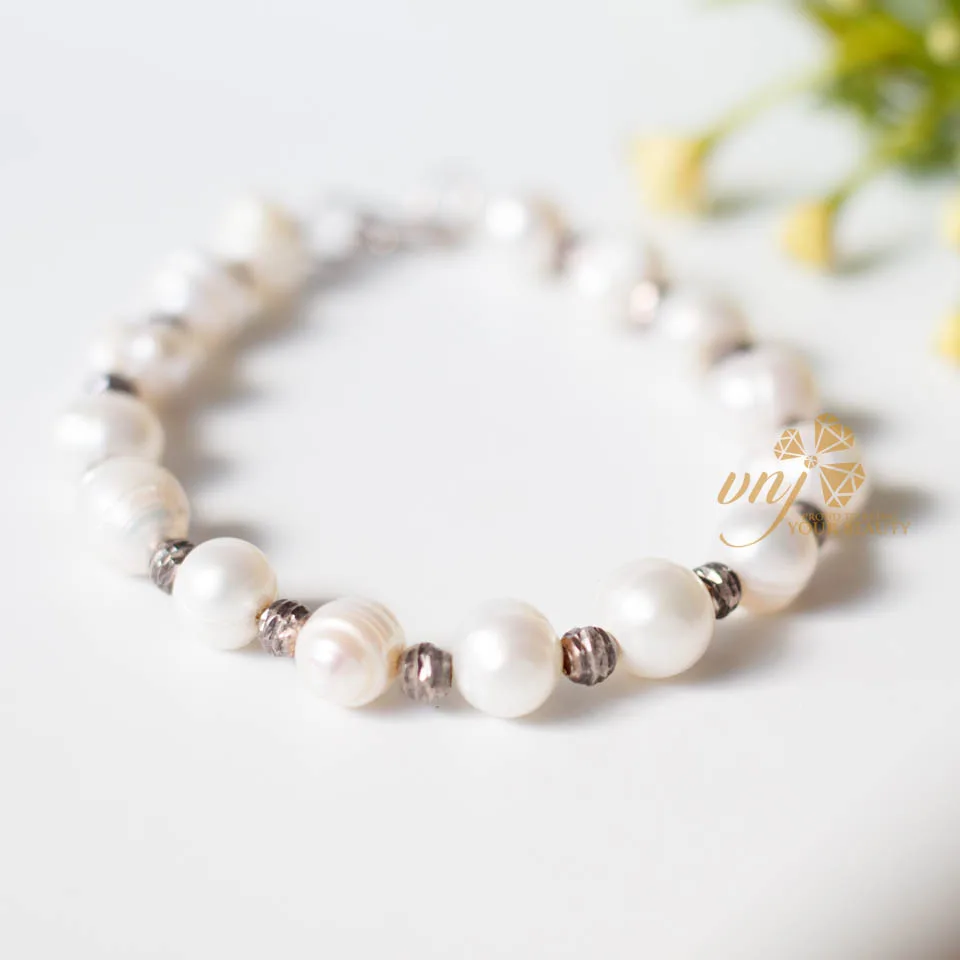 Chuỗi Vòng Ngọc Trai Mix Bi Bạc VCNT2 - Ảnh 3