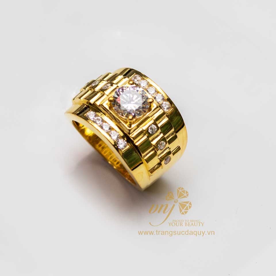 Nhẫn Nam Moissanite Bạc Mạ Vàng