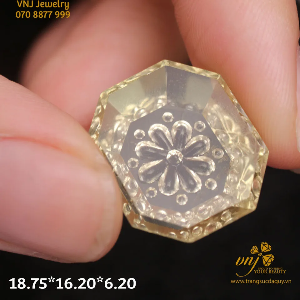 Mặt Đá Citrine Chạm Âm (2)