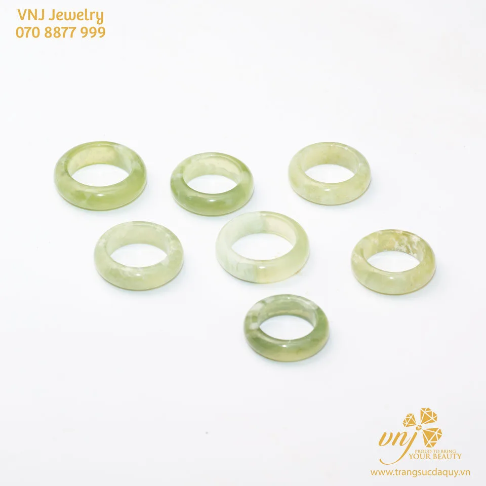 Nhẫn Ngọc Xanh Nguyên Khối Đá Serpentine Size Nhỏ