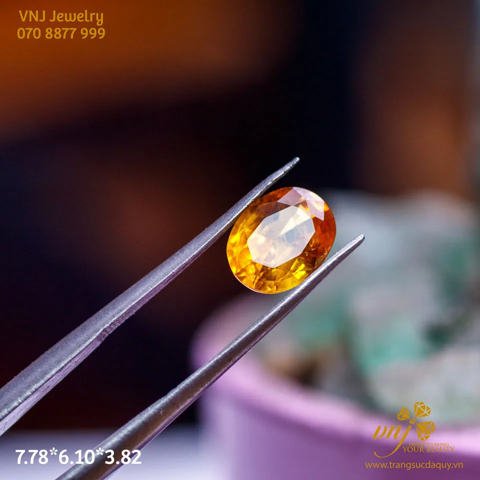 Sapphire Vàng Đậm Mài Giác Oval
