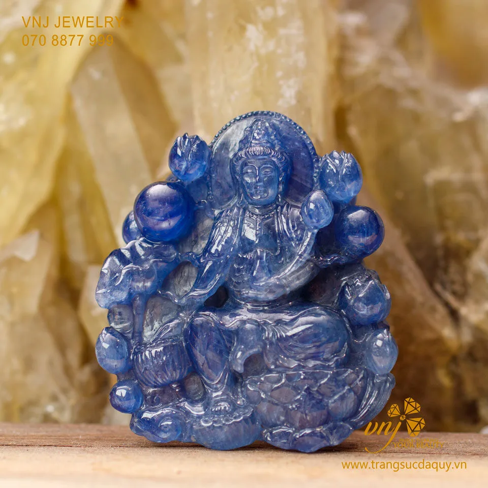 Tượng Quan Âm Sapphire Blue Đã Lên Ngọc (2)