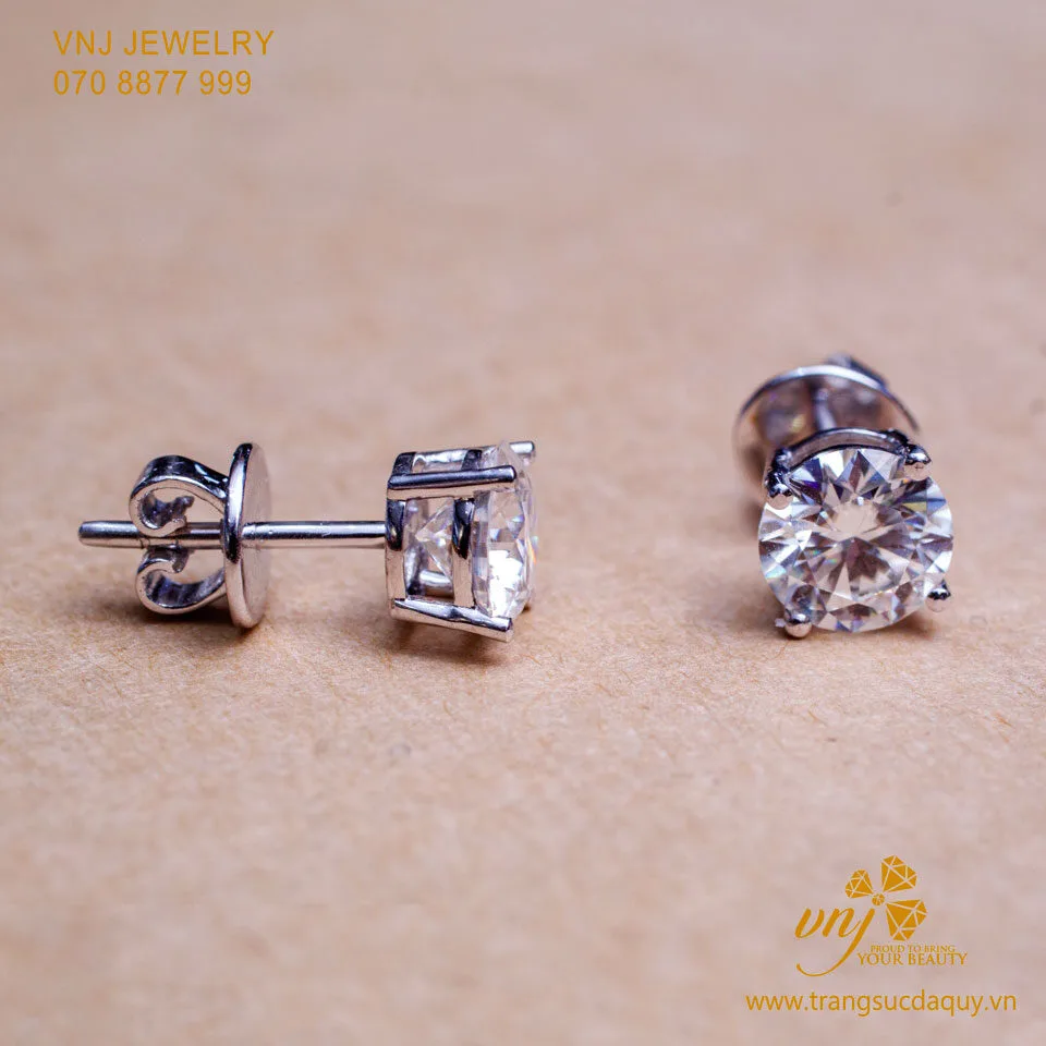 Bông Tai Moissanite Kim Cương Nhân Tạo