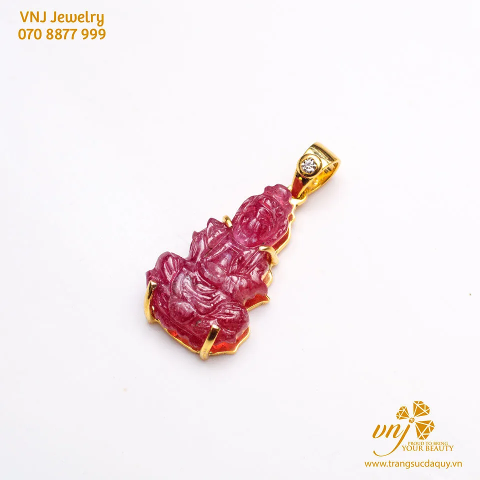 Mặt Dây Quan Âm Ruby Bọc Vàng Mtr5 (2)