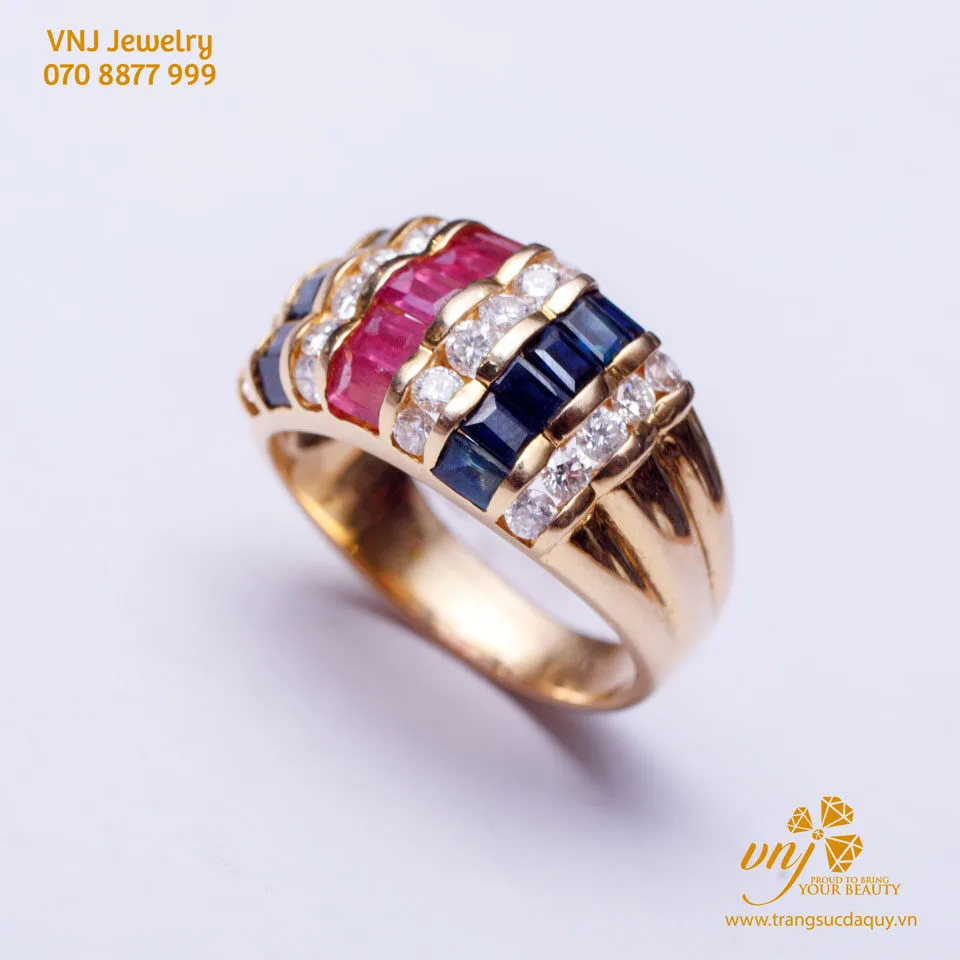 Nhẫn Unisex Kim Cuơng Mix Ruby Sapphire Mn41 (4)